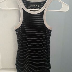 Aeropostale Black  and White Striped Tank Top XS